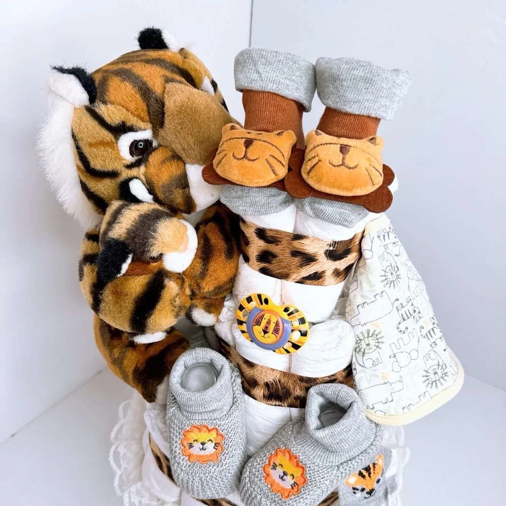 Tiger Diaper Cake, Safari Baby Shower